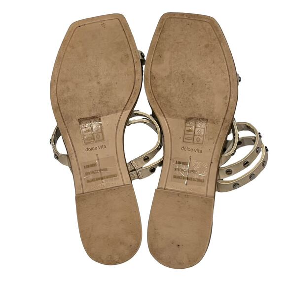 DOLCE VITA  Sandal Studded Strappy Slide Cream Flats Edgy Comfortable Womens 9.5 - Picture 6 of 9